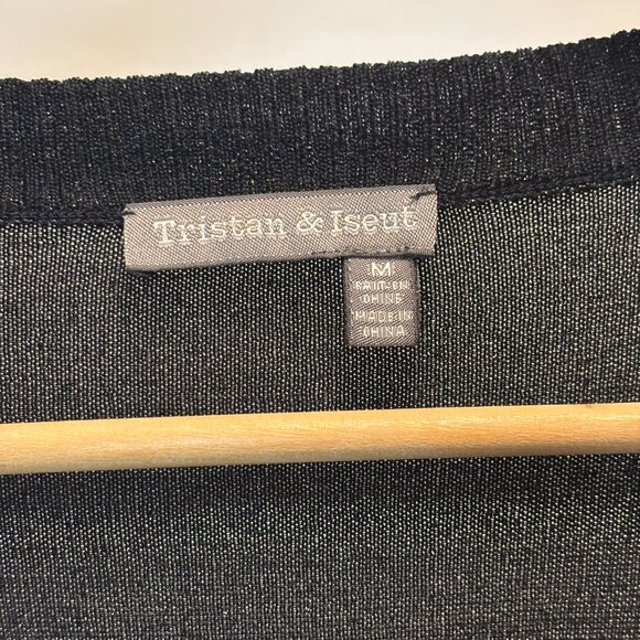 Tristan & Iseut Women's Black Cropped Sparkly Cardigan Size Medium - Picture 2 of 6